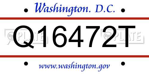 Q16472T District Of Columbia License Plate
