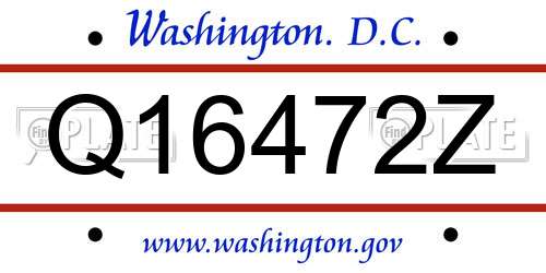 Q16472Z District Of Columbia License Plate