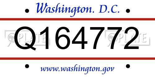 Q164772 District Of Columbia License Plate