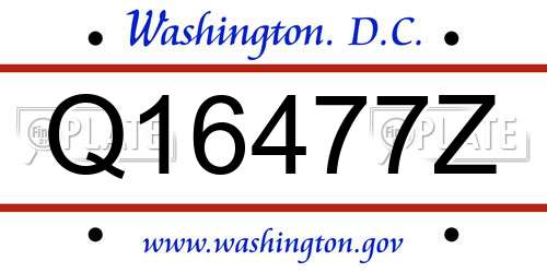 Q16477Z District Of Columbia License Plate