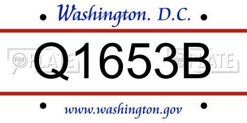 Q1653B District Of Columbia License Plate