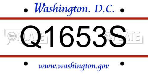 Q1653S District Of Columbia License Plate