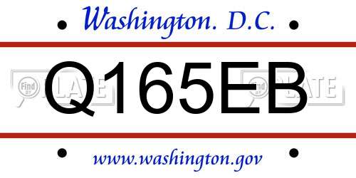 Q165EB District Of Columbia License Plate
