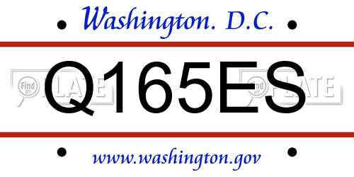 Q165ES District Of Columbia License Plate