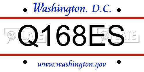 Q168ES District Of Columbia License Plate