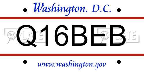 Q16BEB District Of Columbia License Plate