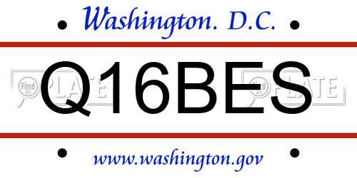 Q16BES District Of Columbia License Plate