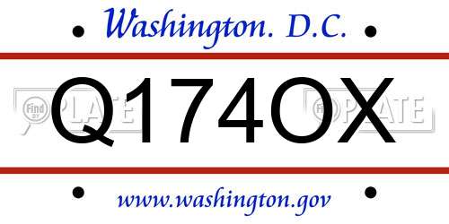 Q174OX District Of Columbia License Plate