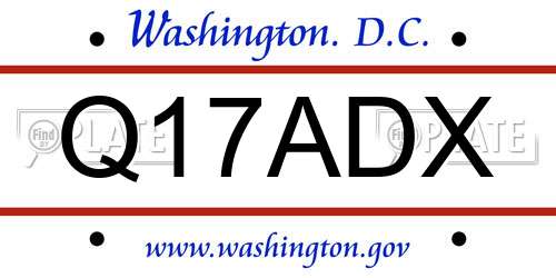 Q17ADX District Of Columbia License Plate