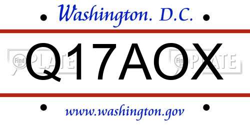 Q17AOX District Of Columbia License Plate