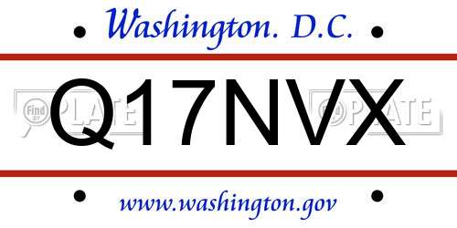 Q17NVX District Of Columbia License Plate