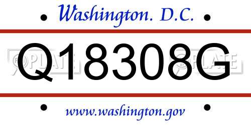Q18308G District Of Columbia License Plate