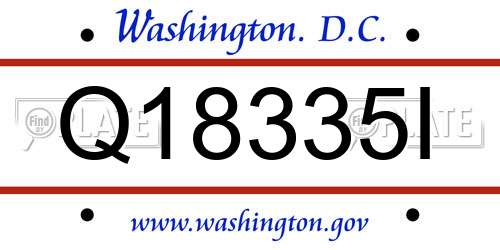 Q18335I District Of Columbia License Plate