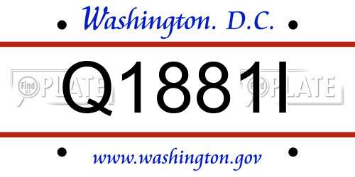 Q1881I District Of Columbia License Plate