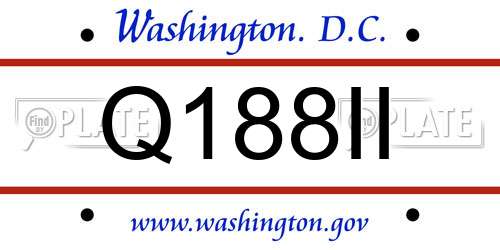 Q188II District Of Columbia License Plate