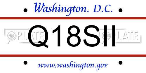Q18SII District Of Columbia License Plate