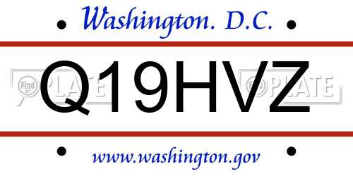 Q19HVZ District Of Columbia License Plate