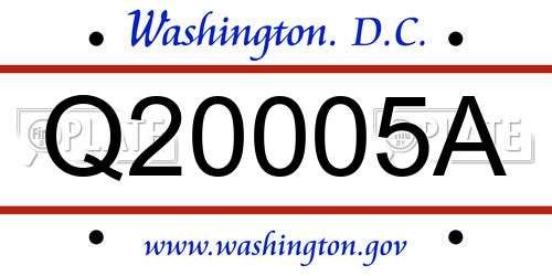 Q20005A District Of Columbia License Plate