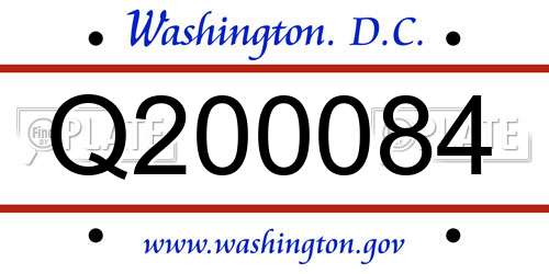 Q200084 District Of Columbia License Plate