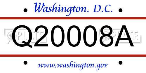 Q20008A District Of Columbia License Plate