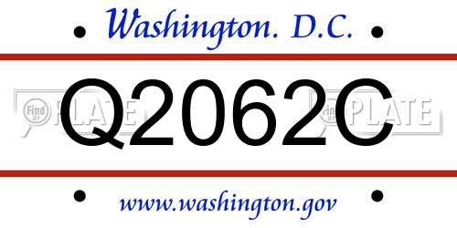 Q2062C District Of Columbia License Plate