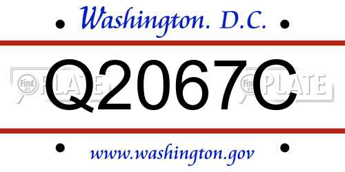 Q2067C District Of Columbia License Plate