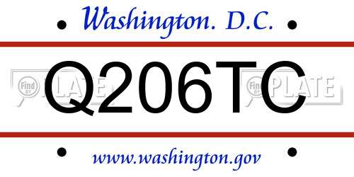 Q206TC District Of Columbia License Plate
