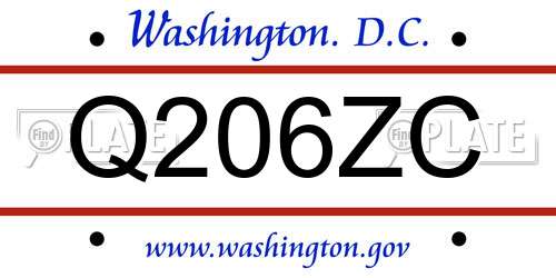 Q206ZC District Of Columbia License Plate