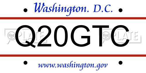 Q20GTC District Of Columbia License Plate