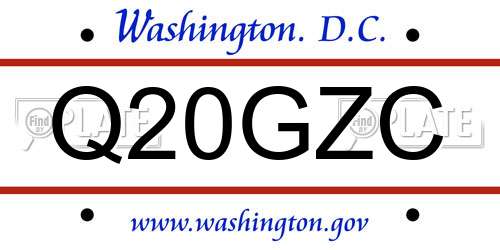 Q20GZC District Of Columbia License Plate