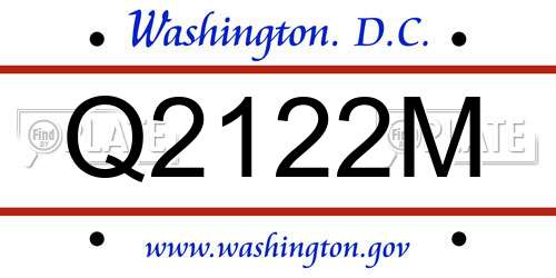 Q2122M District Of Columbia License Plate