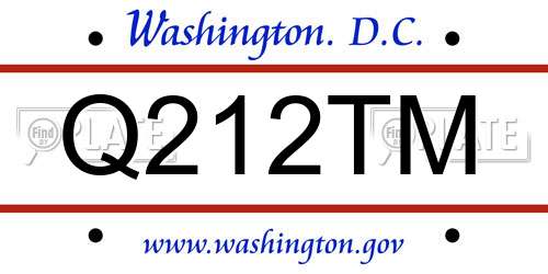 Q212TM District Of Columbia License Plate