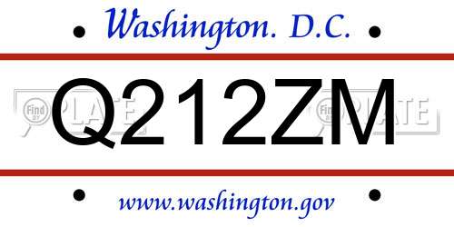 Q212ZM District Of Columbia License Plate