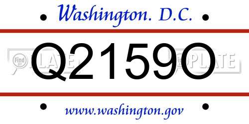 Q2159O District Of Columbia License Plate