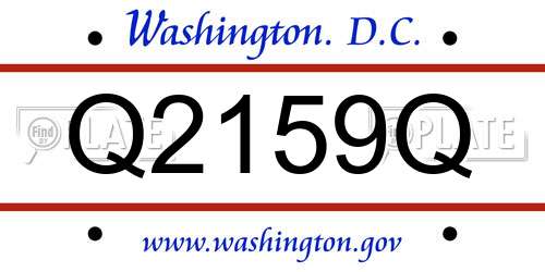 Q2159Q District Of Columbia License Plate