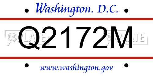 Q2172M District Of Columbia License Plate