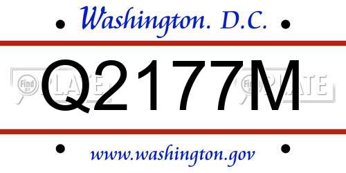 Q2177M District Of Columbia License Plate