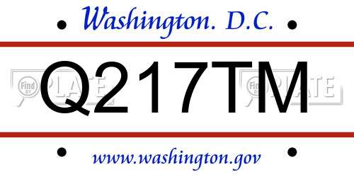 Q217TM District Of Columbia License Plate