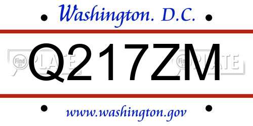 Q217ZM District Of Columbia License Plate