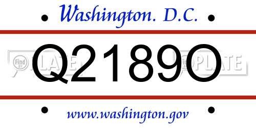 Q2189O District Of Columbia License Plate