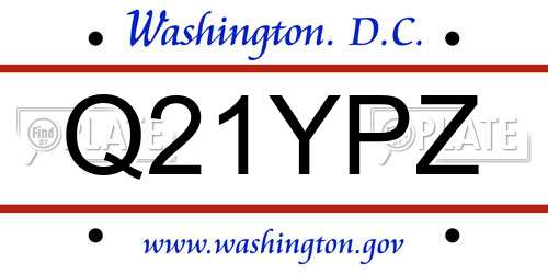 Q21YPZ District Of Columbia License Plate