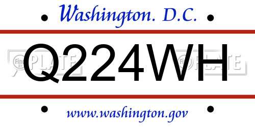 Q224WH District Of Columbia License Plate