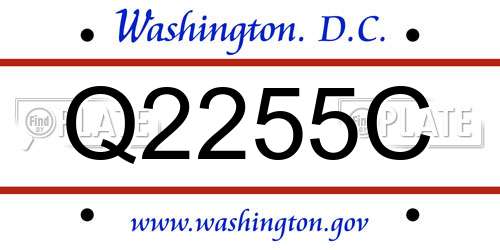 Q2255C District Of Columbia License Plate