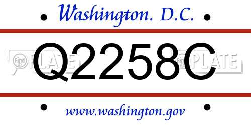 Q2258C District Of Columbia License Plate