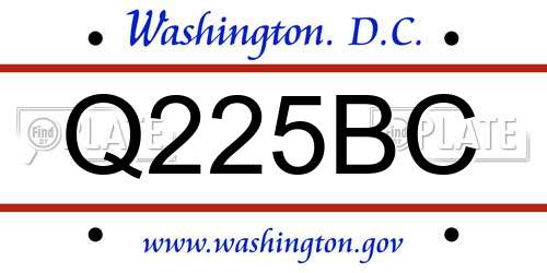 Q225BC District Of Columbia License Plate