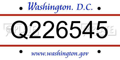 Q226545 District Of Columbia License Plate