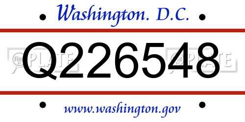 Q226548 District Of Columbia License Plate