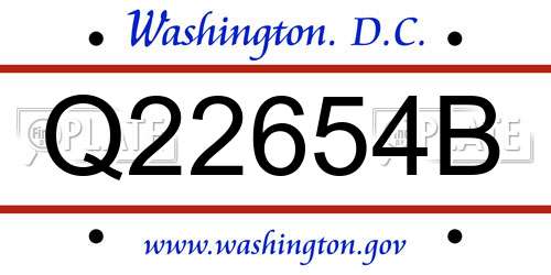 Q22654B District Of Columbia License Plate