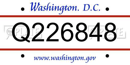 Q226848 District Of Columbia License Plate