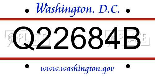 Q22684B District Of Columbia License Plate